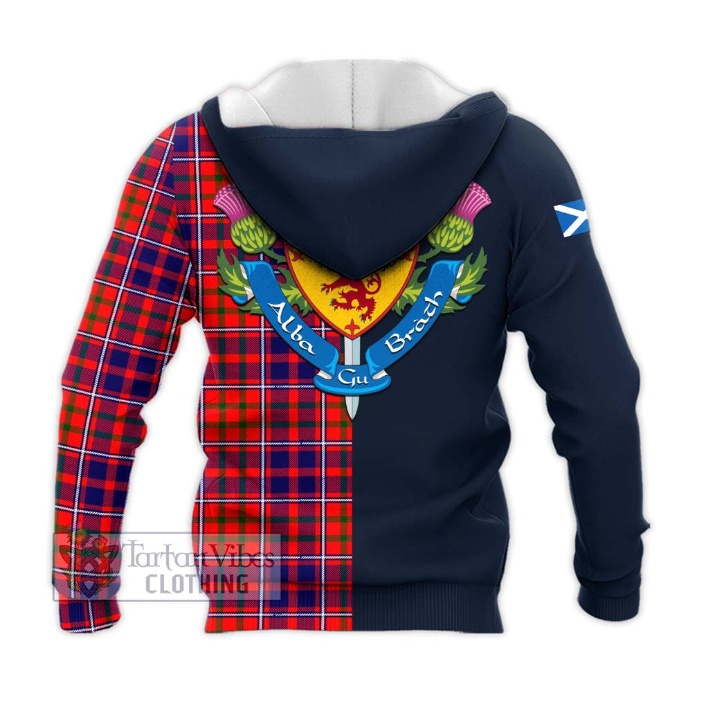 Tartan Vibes Clothing Cameron of Lochiel Modern Tartan Knitted Hoodie with Scottish Lion Royal Arm Half Style