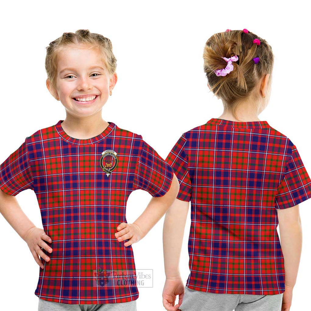 Cameron of Lochiel Modern Tartan Kid T-Shirt with Family Crest - Tartanvibesclothing Shop