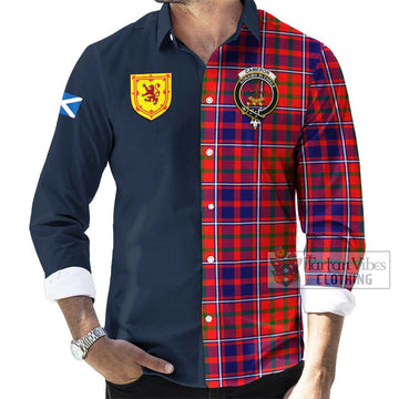 Cameron of Lochiel Modern Tartan Long Sleeve Button Shirt Alba with Scottish Lion Royal Arm Half Style