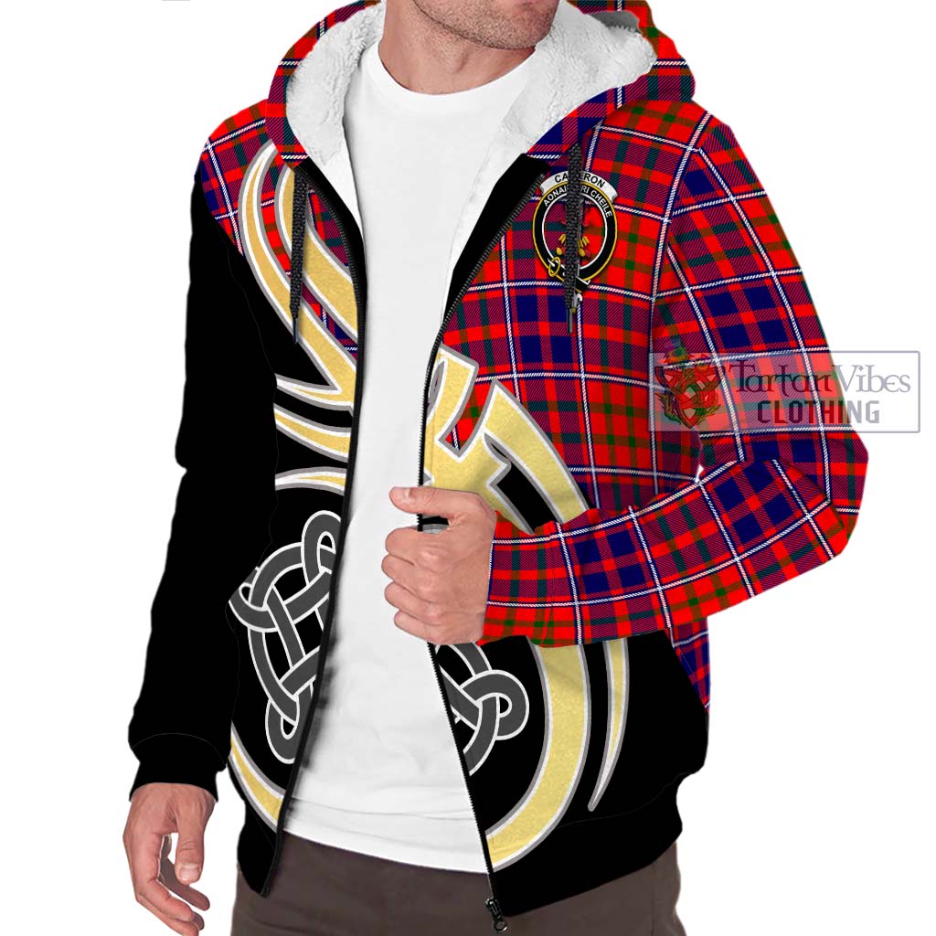 Cameron of Lochiel Modern Tartan Sherpa Hoodie with Family Crest and Celtic Symbol Style - Tartan Vibes Clothing