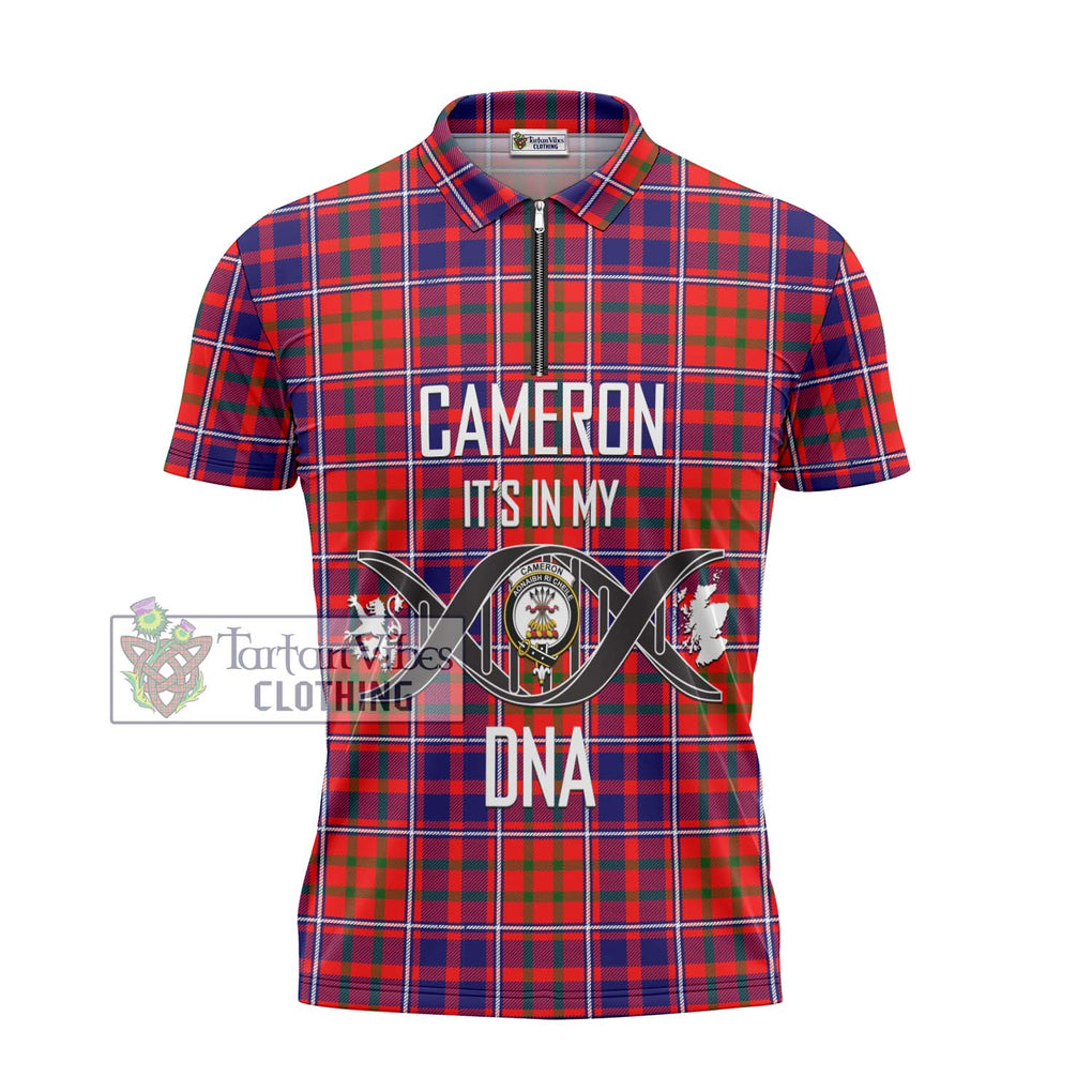 Cameron of Lochiel Modern Tartan Zipper Polo Shirt with Family Crest DNA In Me Style - Tartanvibesclothing Shop