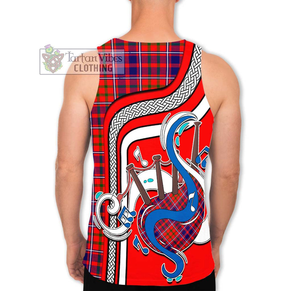 Cameron of Lochiel Modern Tartan Men's Tank Top with Epic Bagpipe Style - Tartanvibesclothing Shop