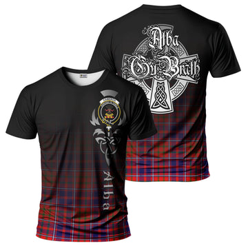 Cameron of Lochiel Modern Tartan T-Shirt Featuring Alba Gu Brath Family Crest Celtic Inspired