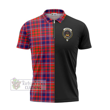 Cameron of Lochiel Modern Tartan Zipper Polo Shirt with Family Crest and Half Of Me Style