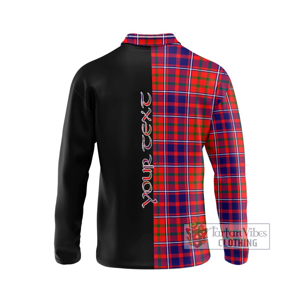 Cameron of Lochiel Modern Tartan Long Sleeve Polo Shirt with Family Crest and Half Of Me Style - Tartanvibesclothing Shop