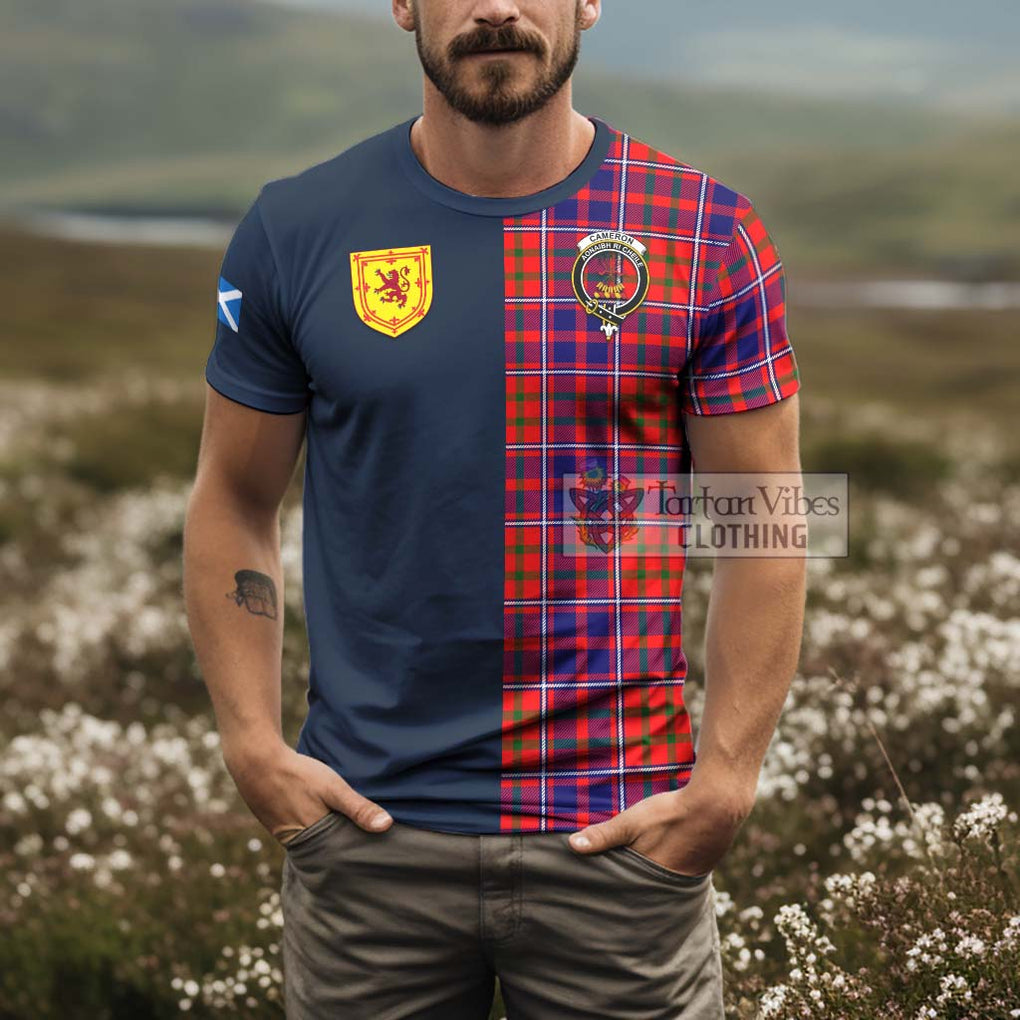 Tartan Vibes Clothing Cameron of Lochiel Modern Tartan T-Shirt Alba with Scottish Lion Royal Arm Half Style