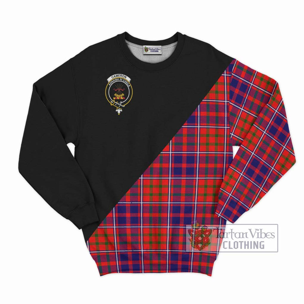 Cameron of Lochiel Modern Tartan Sweatshirt with Family Crest and Military Logo Style - Tartanvibesclothing Shop