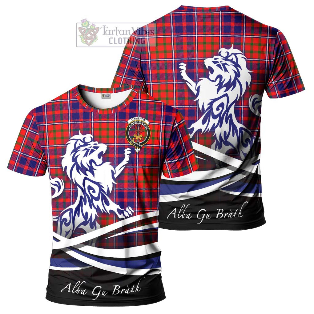 Tartan Vibes Clothing Cameron of Lochiel Modern Tartan Cotton T-shirt with Alba Gu Brath Regal Lion Emblem