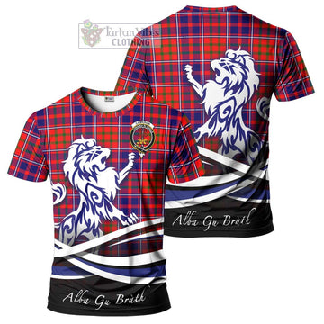 Cameron of Lochiel Modern Tartan Cotton T-shirt with Alba Gu Brath Regal Lion Emblem