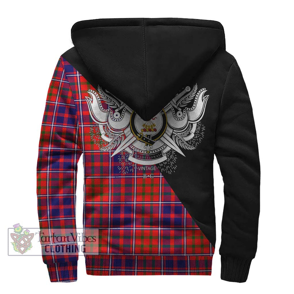 Cameron of Lochiel Modern Tartan Sherpa Hoodie with Family Crest and Military Logo Style - Tartanvibesclothing Shop