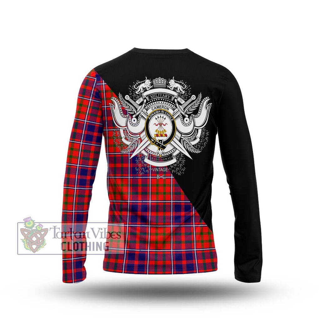 Cameron of Lochiel Modern Tartan Long Sleeve T-Shirt with Family Crest and Military Logo Style - Tartanvibesclothing Shop