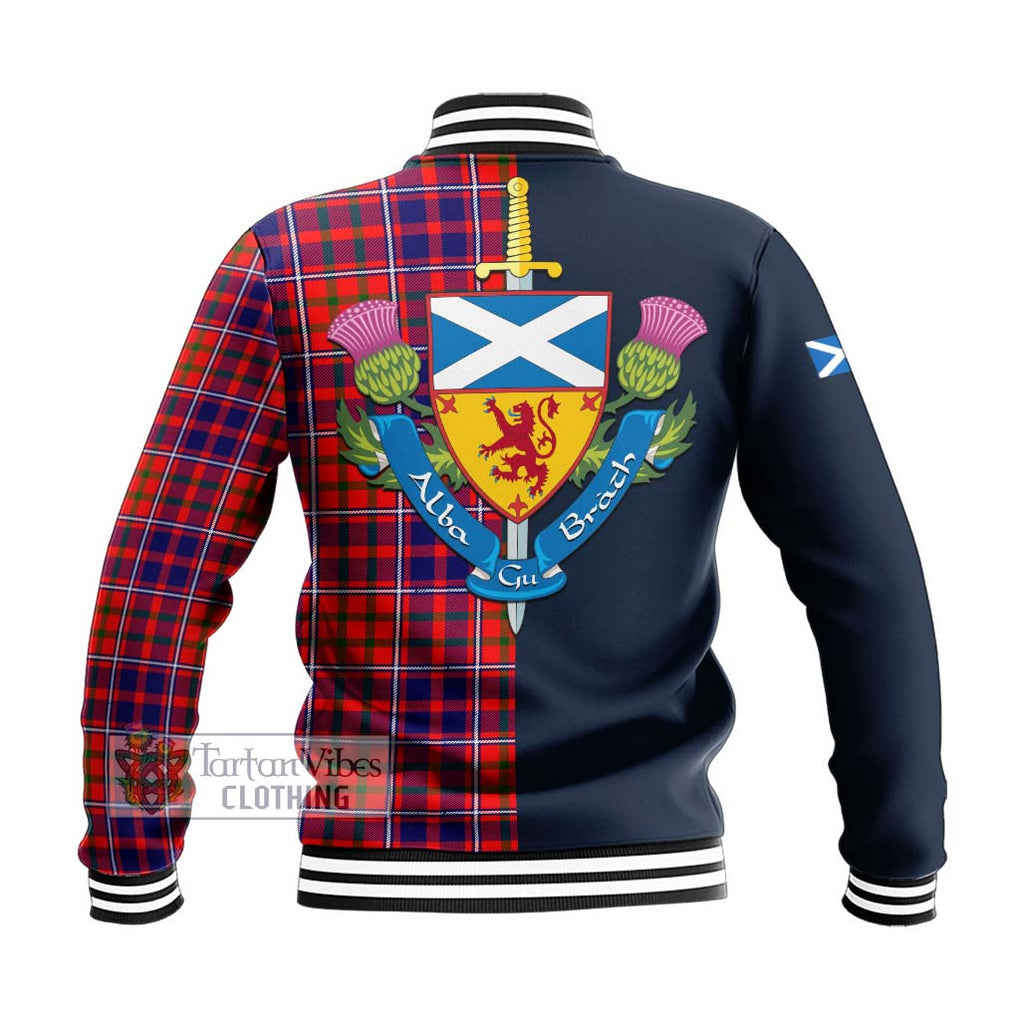 Tartan Vibes Clothing Cameron of Lochiel Modern Tartan Baseball Jacket with Scottish Lion Royal Arm Half Style