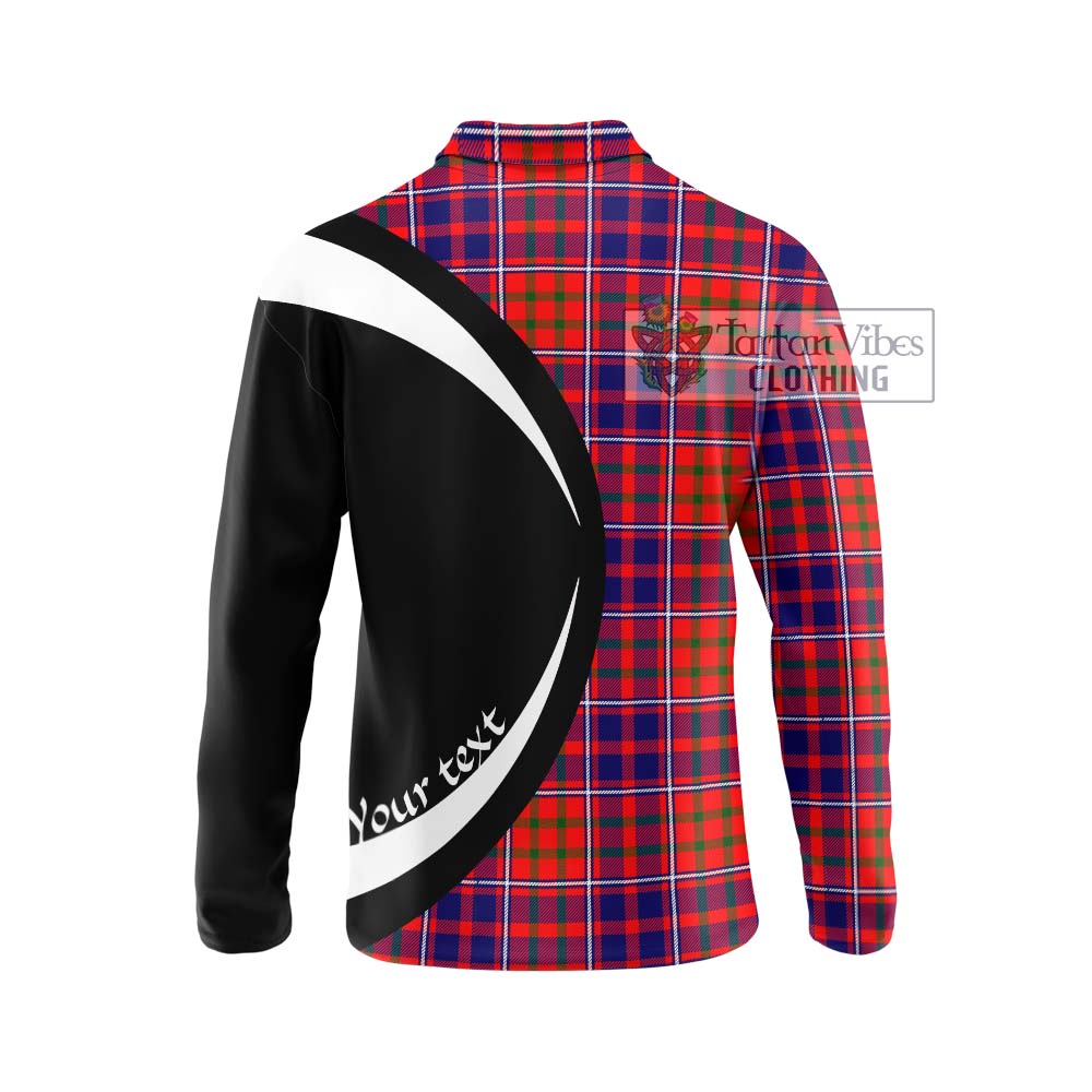 Cameron of Lochiel Modern Tartan Long Sleeve Polo Shirt with Family Crest Circle Style - Tartan Vibes Clothing