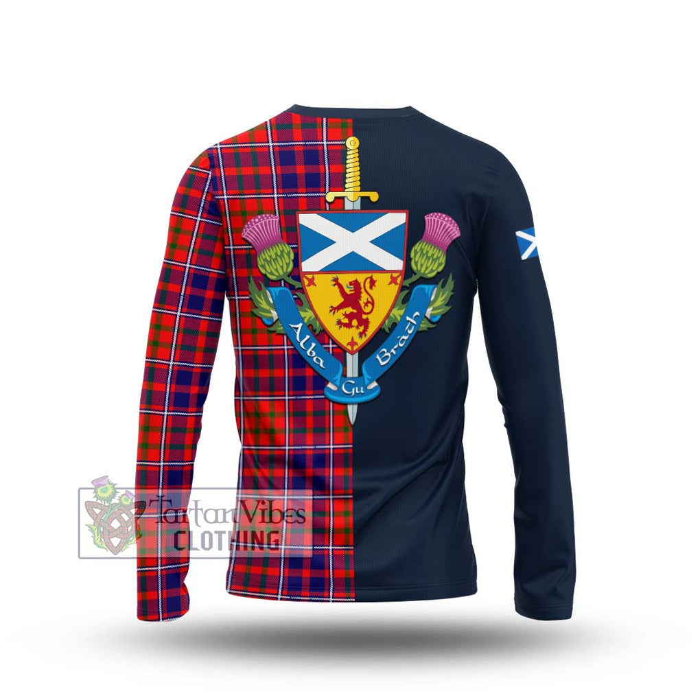 Tartan Vibes Clothing Cameron of Lochiel Modern Tartan Long Sleeve T-Shirt with Scottish Lion Royal Arm Half Style