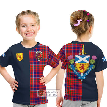 Cameron of Lochiel Modern Tartan Kid T-Shirt Alba with Scottish Lion Royal Arm Half Style