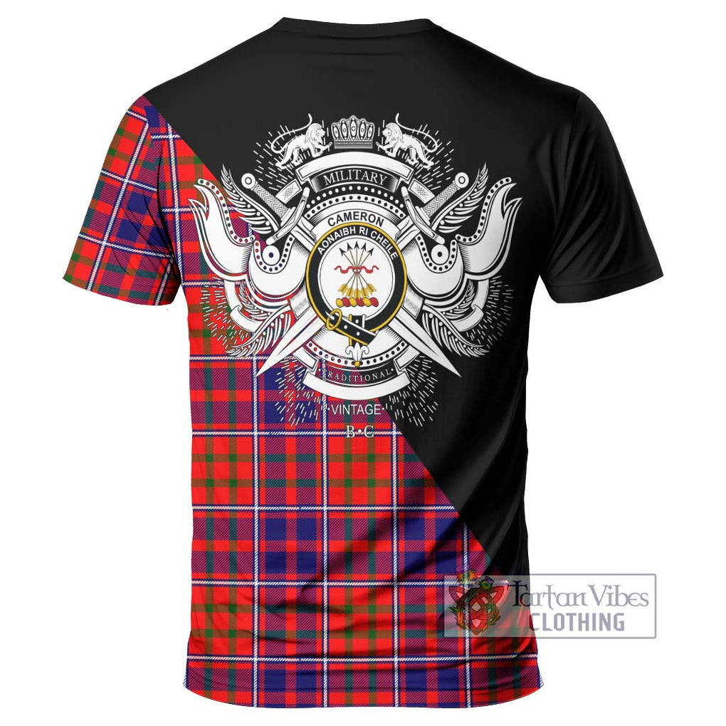 Cameron of Lochiel Modern Tartan T-Shirt with Family Crest and Military Logo Style - Tartanvibesclothing Shop