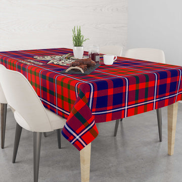 Cameron of Lochiel Modern Tartan Tablecloth with Clan Crest and the Golden Sword of Courageous Legacy