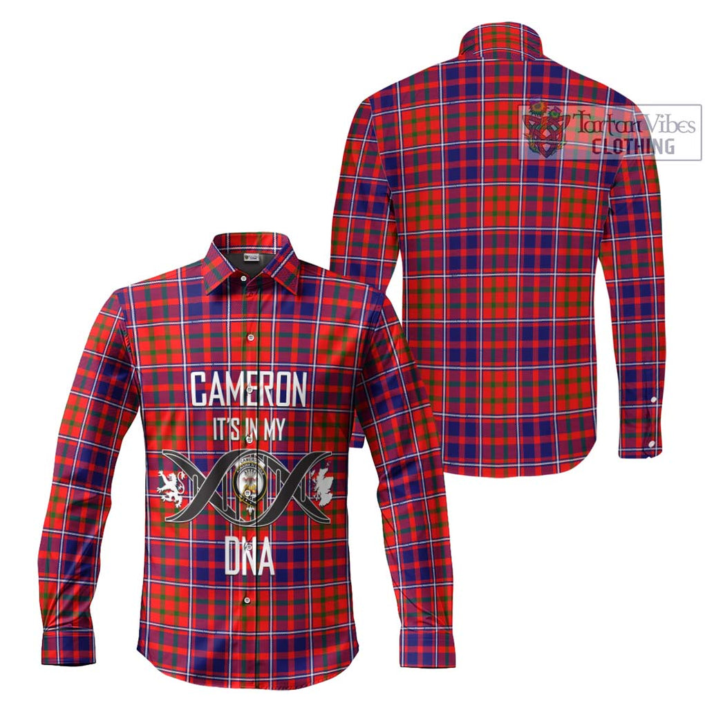 Cameron of Lochiel Modern Tartan Long Sleeve Button Shirt with Family Crest DNA In Me Style Men's Shirt - Tartanvibesclothing Shop