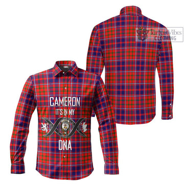 Cameron of Lochiel Modern Tartan Long Sleeve Button Shirt with Family Crest DNA In Me Style