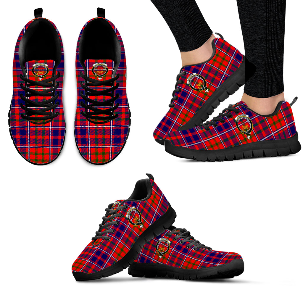 Cameron of Lochiel Modern Tartan Sneakers with Family Crest - Tartan Vibes Clothing