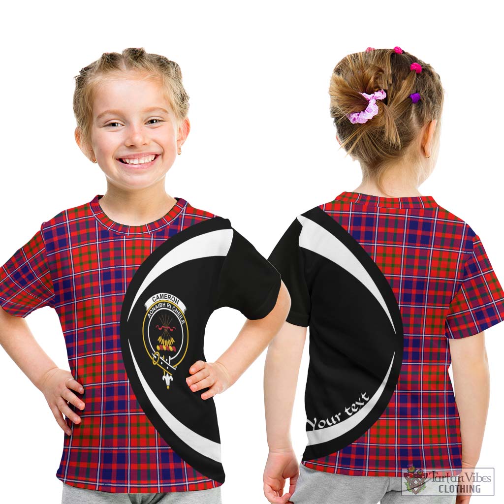 Cameron of Lochiel Modern Tartan Kid T-Shirt with Family Crest Circle Style - Tartan Vibes Clothing