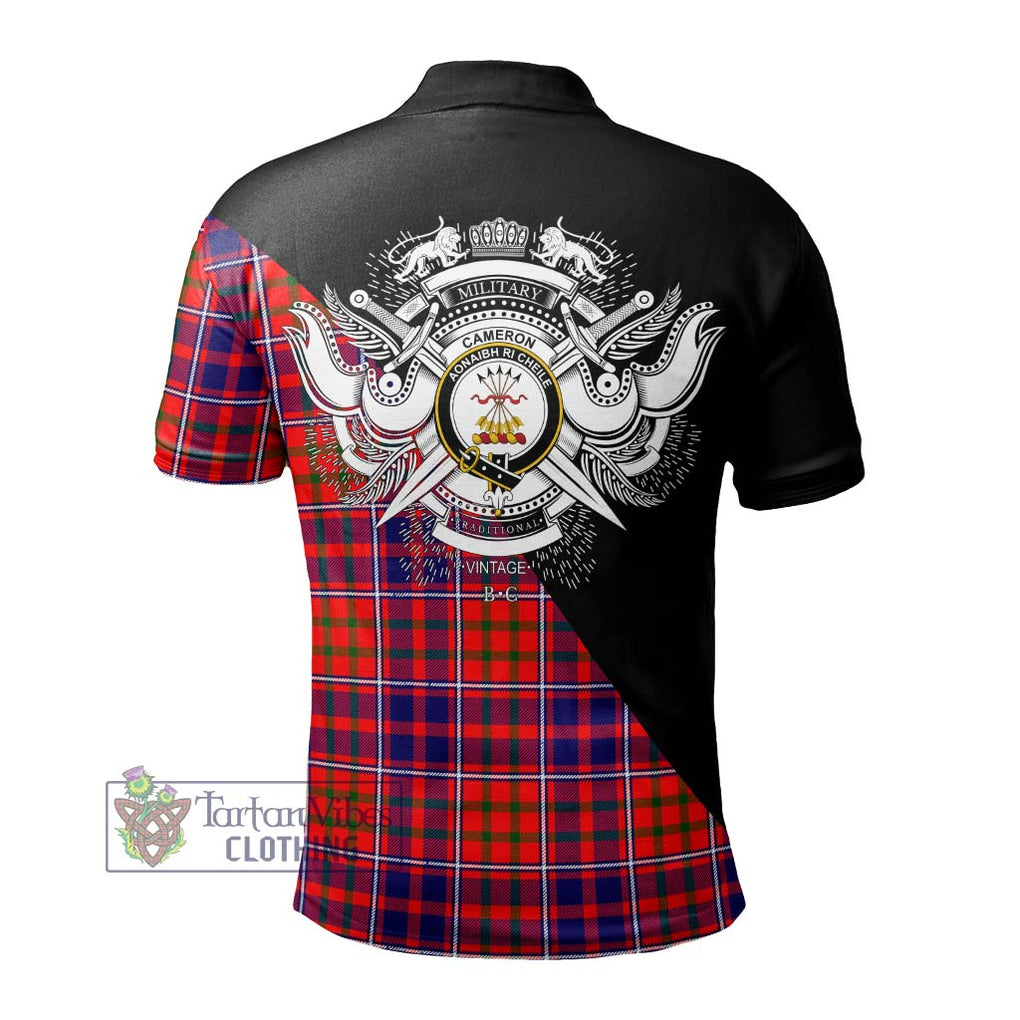 Cameron of Lochiel Modern Tartan Polo Shirt with Family Crest and Military Logo Style - Tartanvibesclothing Shop