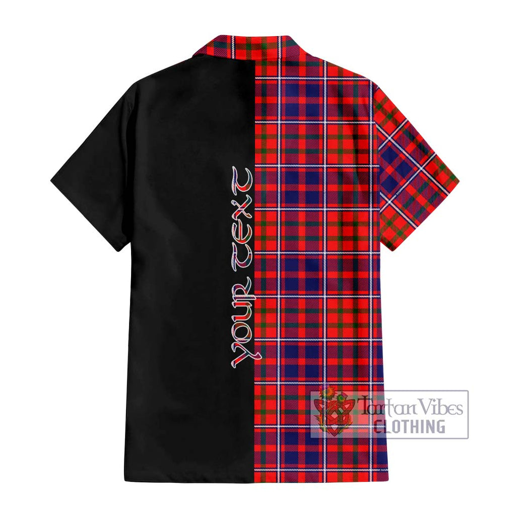 Cameron of Lochiel Modern Tartan Short Sleeve Button Shirt with Family Crest and Half Of Me Style - Tartanvibesclothing Shop