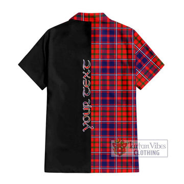 Cameron of Lochiel Modern Tartan Short Sleeve Button Shirt with Family Crest and Half Of Me Style