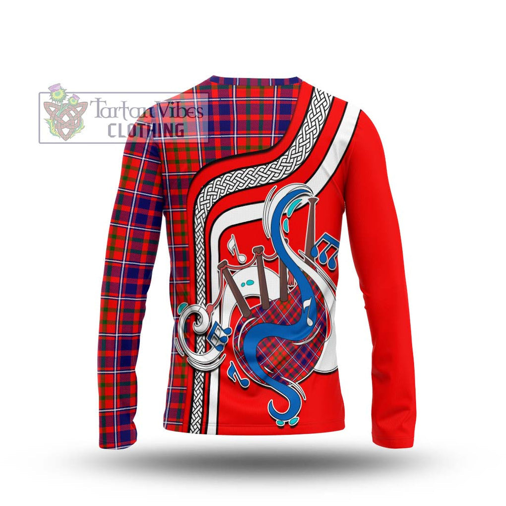 Tartan Vibes Clothing Cameron of Lochiel Modern Tartan Long Sleeve T-Shirt with Epic Bagpipe Style