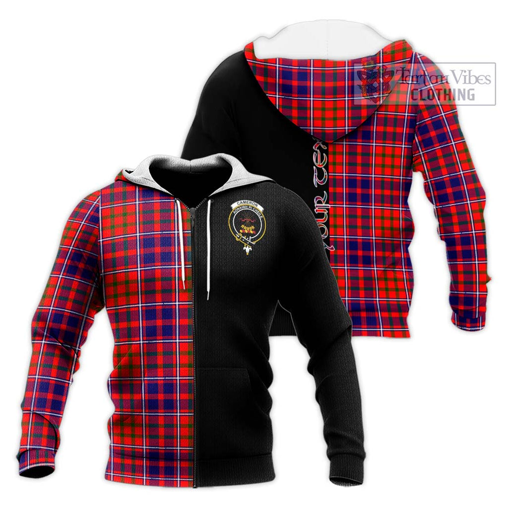 Cameron of Lochiel Modern Tartan Knitted Hoodie with Family Crest and Half Of Me Style Unisex Knitted Zip Hoodie - Tartanvibesclothing Shop