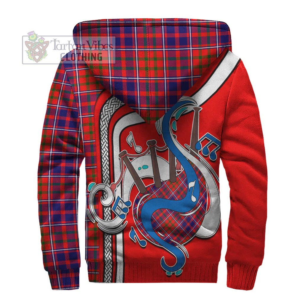 Cameron of Lochiel Modern Tartan Sherpa Hoodie with Epic Bagpipe Style - Tartanvibesclothing Shop