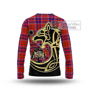 Cameron of Lochiel Modern Tartan Long Sleeve T-Shirt with Family Crest Celtic Wolf Style