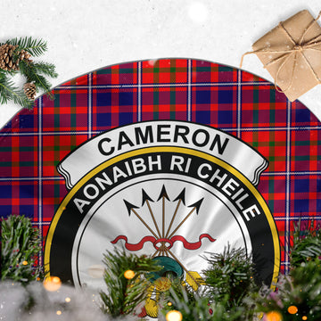 Cameron of Lochiel Modern Tartan Christmas Tree Skirt with Family Crest