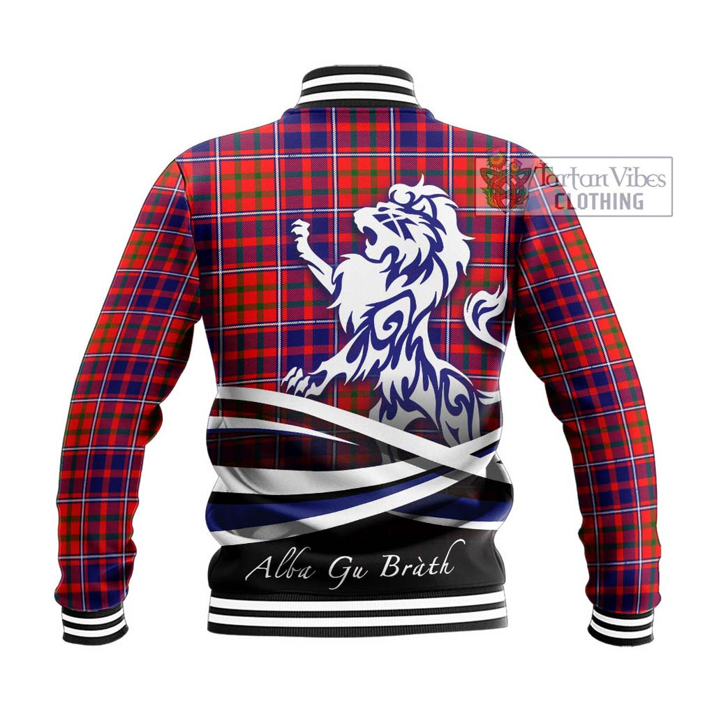 Cameron of Lochiel Modern Tartan Baseball Jacket with Alba Gu Brath Regal Lion Emblem - Tartanvibesclothing Shop