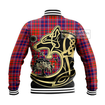 Cameron of Lochiel Modern Tartan Baseball Jacket with Family Crest Celtic Wolf Style