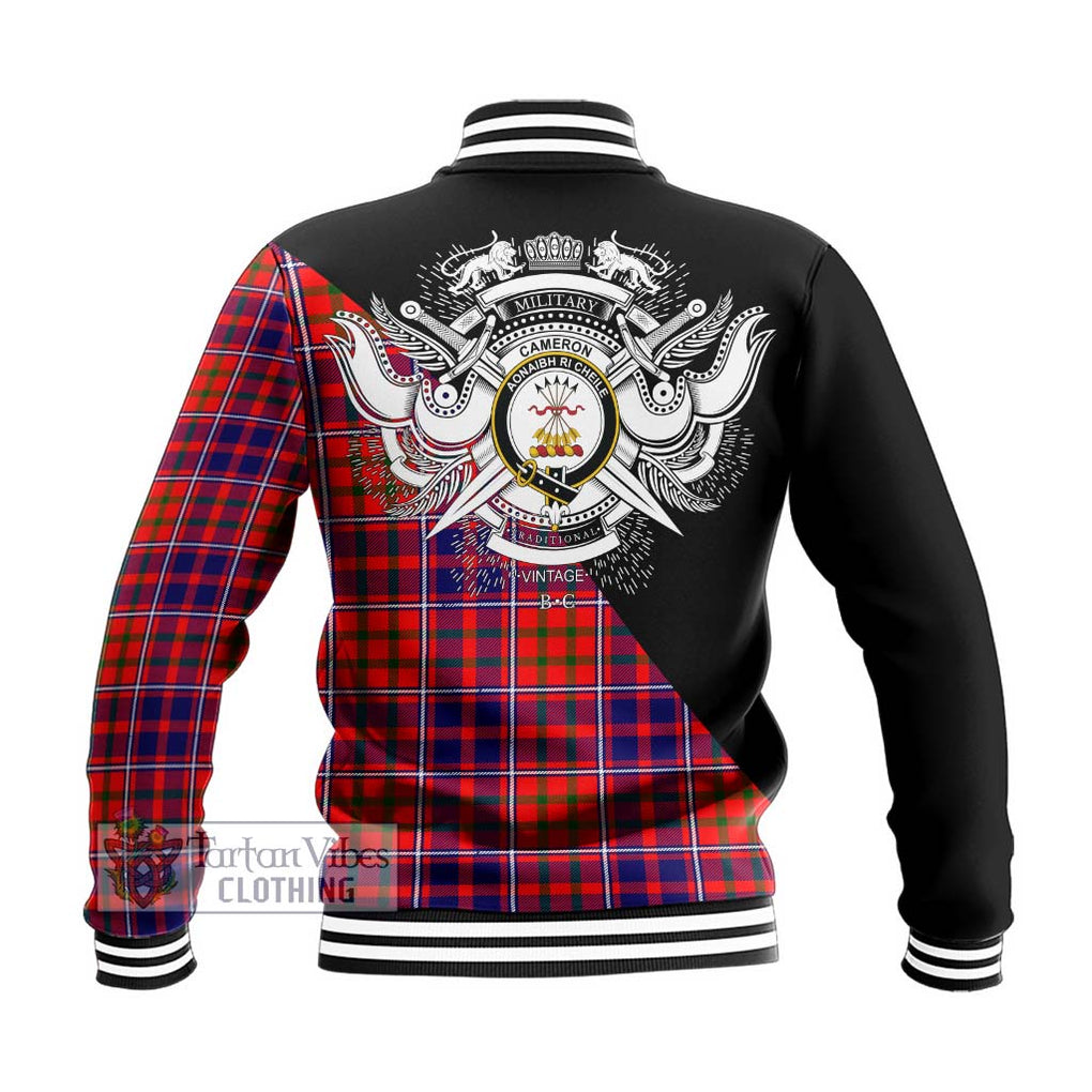 Cameron of Lochiel Modern Tartan Baseball Jacket with Family Crest and Military Logo Style - Tartanvibesclothing Shop