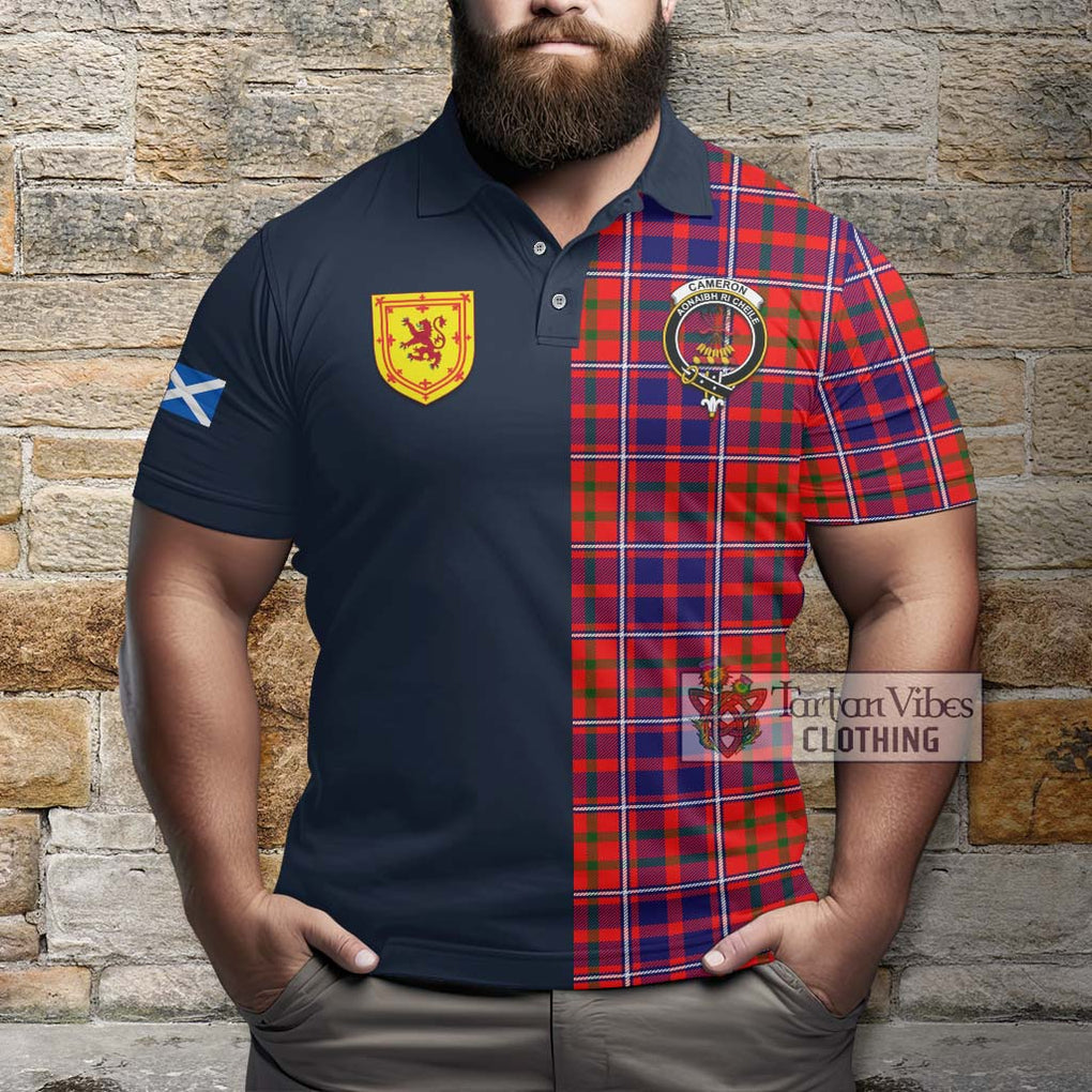 Tartan Vibes Clothing Cameron of Lochiel Modern Tartan Polo Shirt with Scottish Lion Royal Arm Half Style