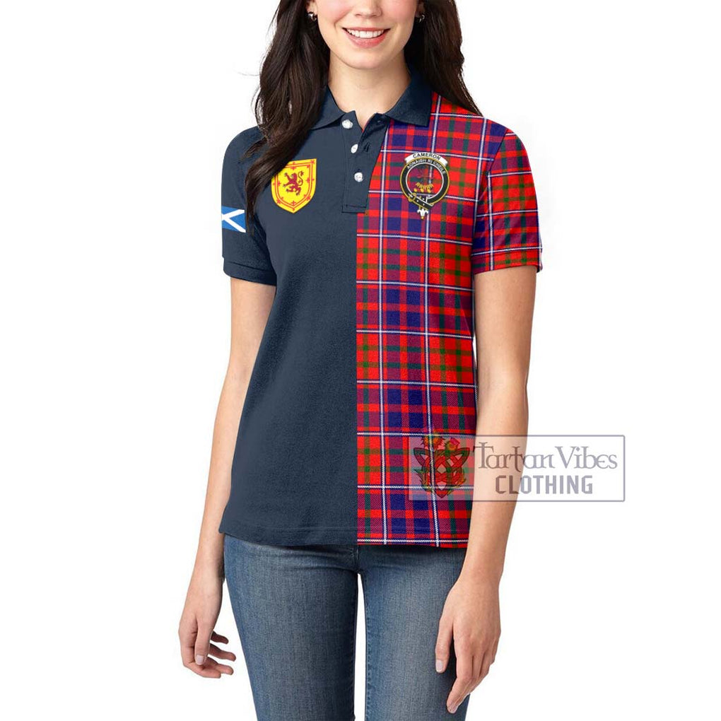 Tartan Vibes Clothing Cameron of Lochiel Modern Tartan Women's Polo Shirt with Scottish Lion Royal Arm Half Style