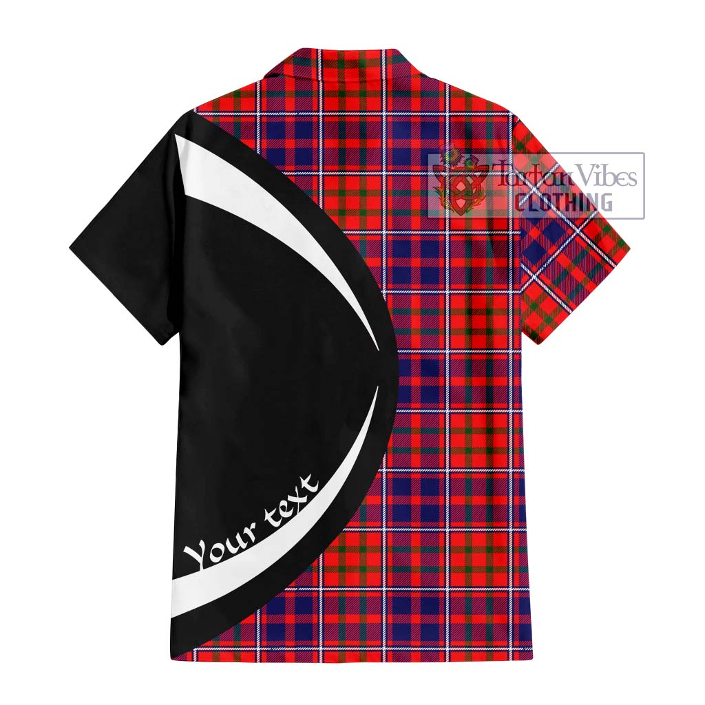 Cameron of Lochiel Modern Tartan Short Sleeve Button Up with Family Crest Circle Style - Tartan Vibes Clothing