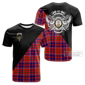 Cameron of Lochiel Modern Tartan Cotton T-shirt with Family Crest and Military Logo Style