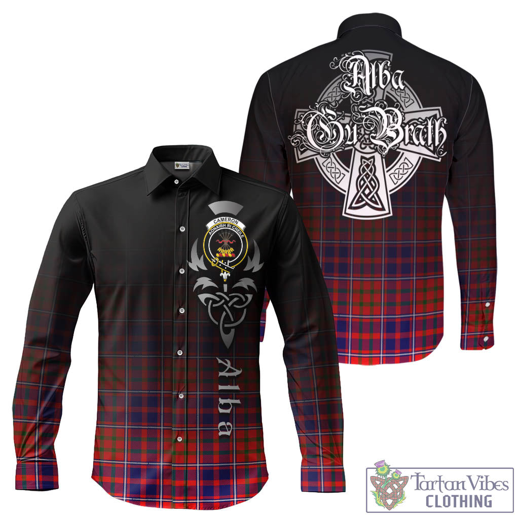 Tartan Vibes Clothing Cameron of Lochiel Modern Tartan Long Sleeve Button Up Featuring Alba Gu Brath Family Crest Celtic Inspired