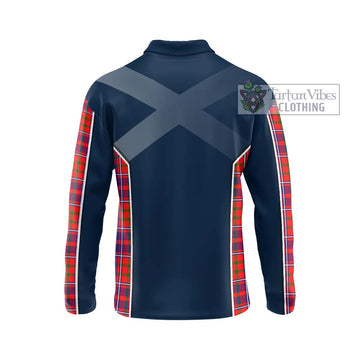 Cameron of Lochiel Modern Tartan Long Sleeve Polo Shirt with Family Crest and Lion Rampant Vibes Sport Style