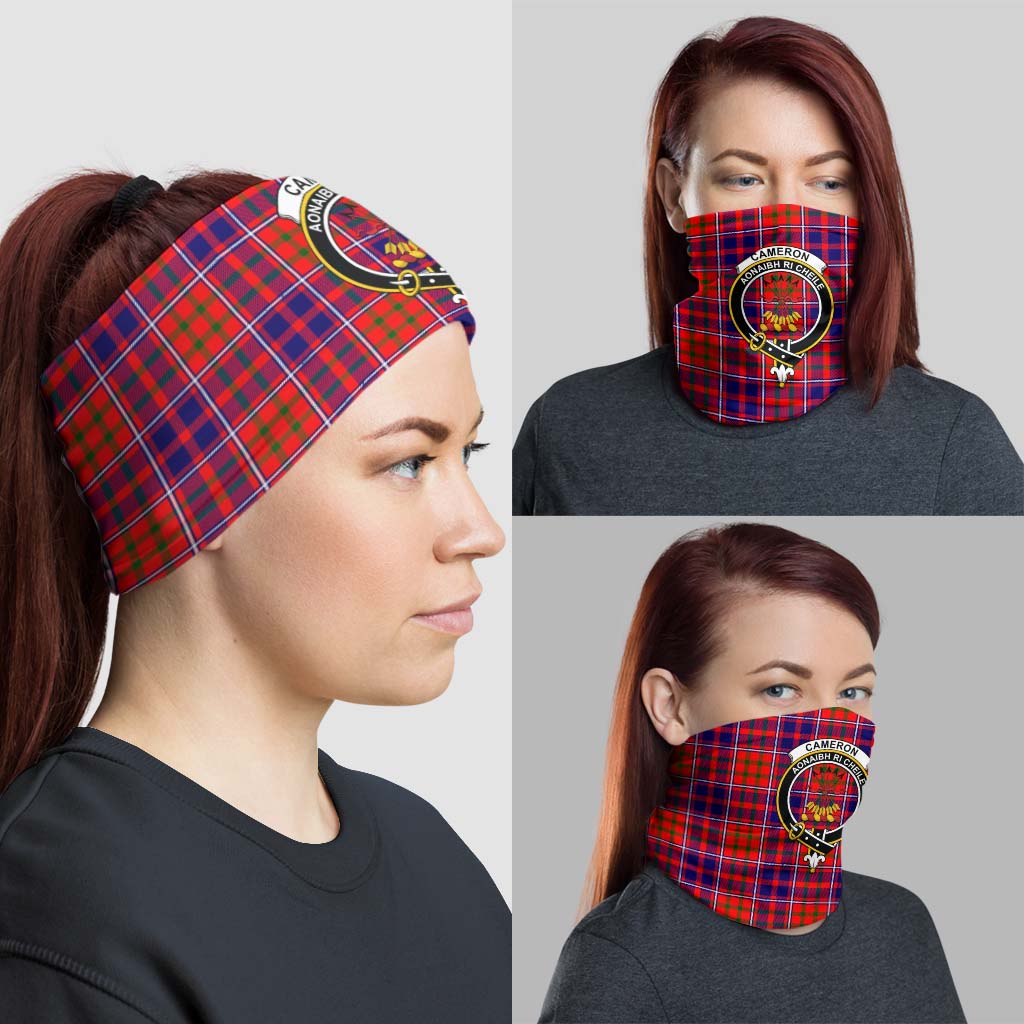 Cameron of Lochiel Modern Tartan Neck Gaiters, Tartan Bandanas, Tartan Head Band with Family Crest