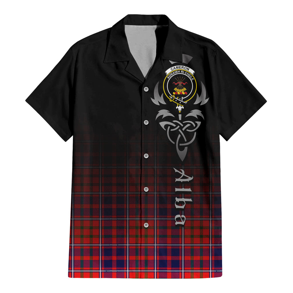 Tartan Vibes Clothing Cameron of Lochiel Modern Tartan Short Sleeve Button Up Featuring Alba Gu Brath Family Crest Celtic Inspired