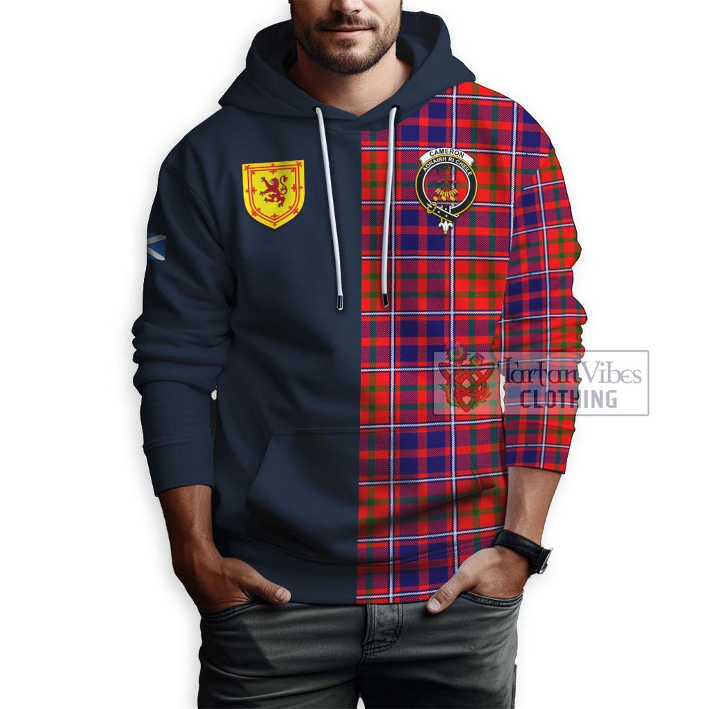 Tartan Vibes Clothing Cameron of Lochiel Modern Tartan Hoodie with Scottish Lion Royal Arm Half Style