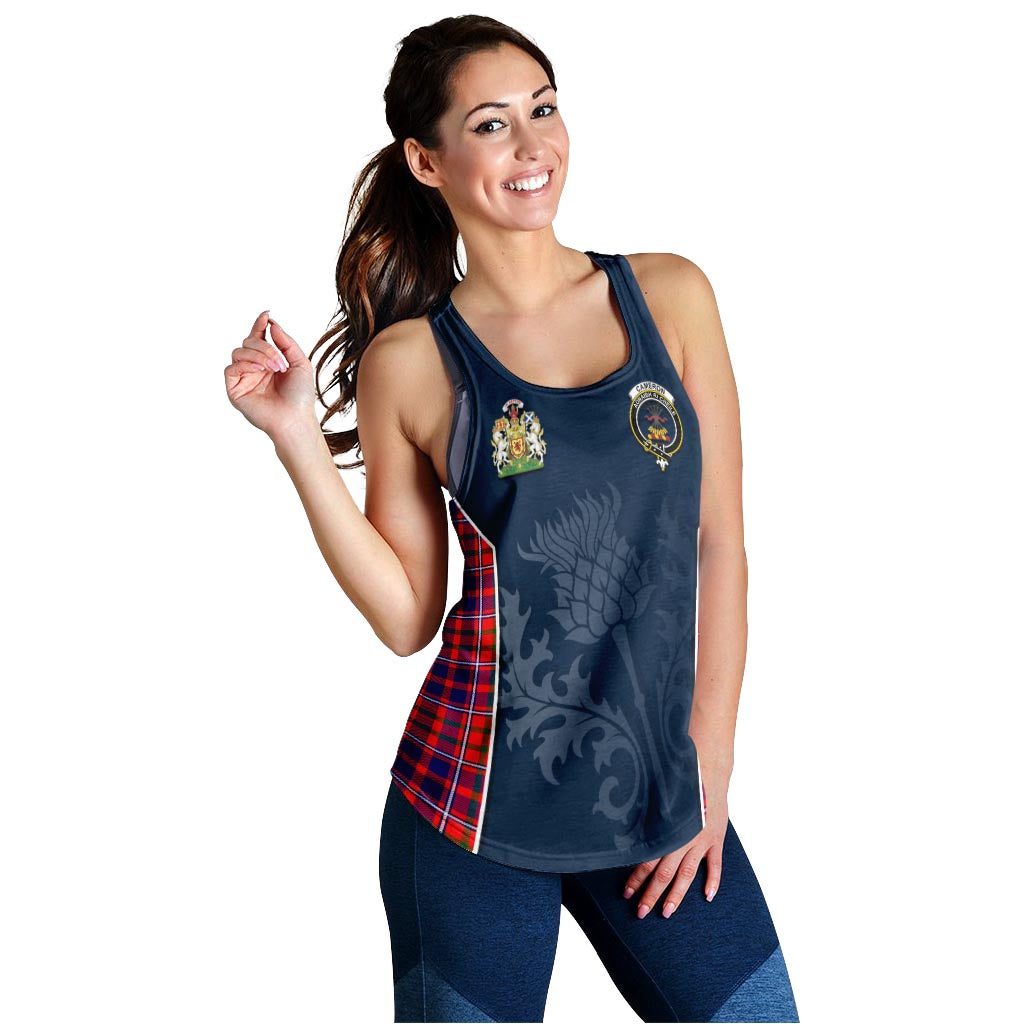 Tartan Vibes Clothing Cameron of Lochiel Modern Tartan Women's Racerback Tanks with Family Crest and Scottish Thistle Vibes Sport Style