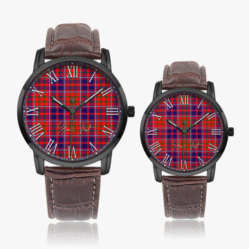 Cameron of Lochiel Modern Tartan Personalized Your Text Leather Trap Quartz Watch