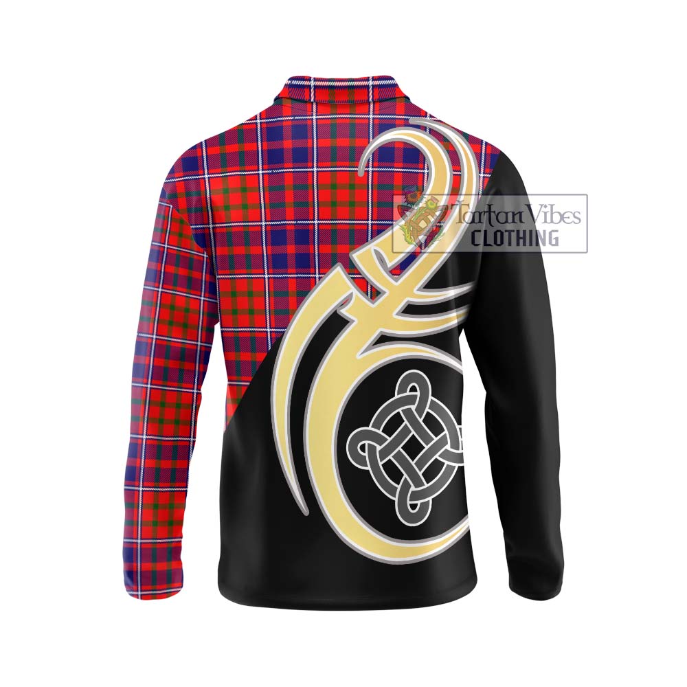 Cameron of Lochiel Modern Tartan Long Sleeve Polo Shirt with Family Crest and Celtic Symbol Style - Tartan Vibes Clothing