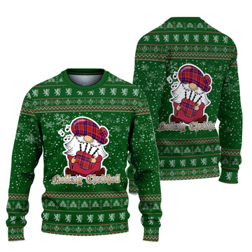 Cameron of Lochiel Modern Clan Christmas Family Ugly Sweater with Funny Gnome Playing Bagpipes