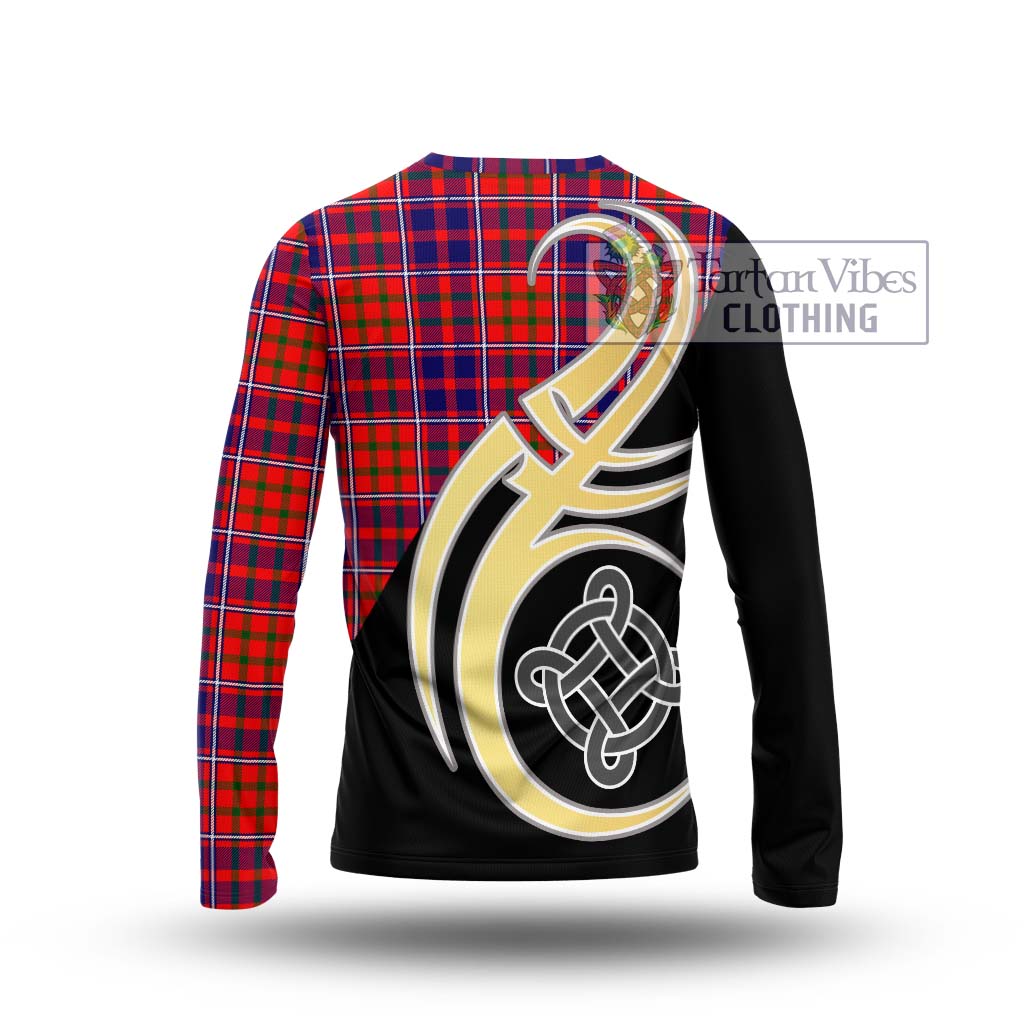 Cameron of Lochiel Modern Tartan Long Sleeve T-Shirt with Family Crest and Celtic Symbol Style - Tartan Vibes Clothing